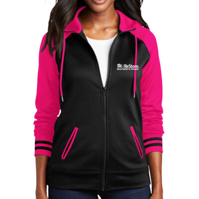 ReStore Embroidered - Ladies Sport Wick ® Varsity Fleece Full Zip Hooded Jacket Thumbnail